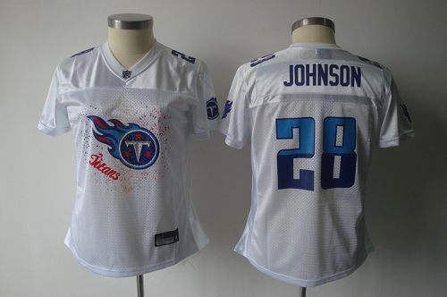 Titans #28 Chris Johnson White 2011 Women's Fem Fan Stitched NFL Jersey - Click Image to Close